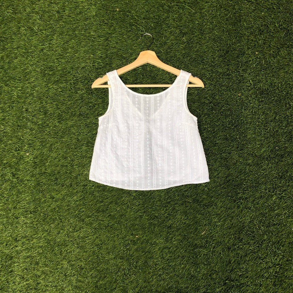 Brandy Melville White Floral Tank Top